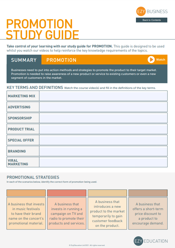 Theme 2 GCSE Business Study Guide - Module 2: Making Marketing Decisions (Edexcel)
