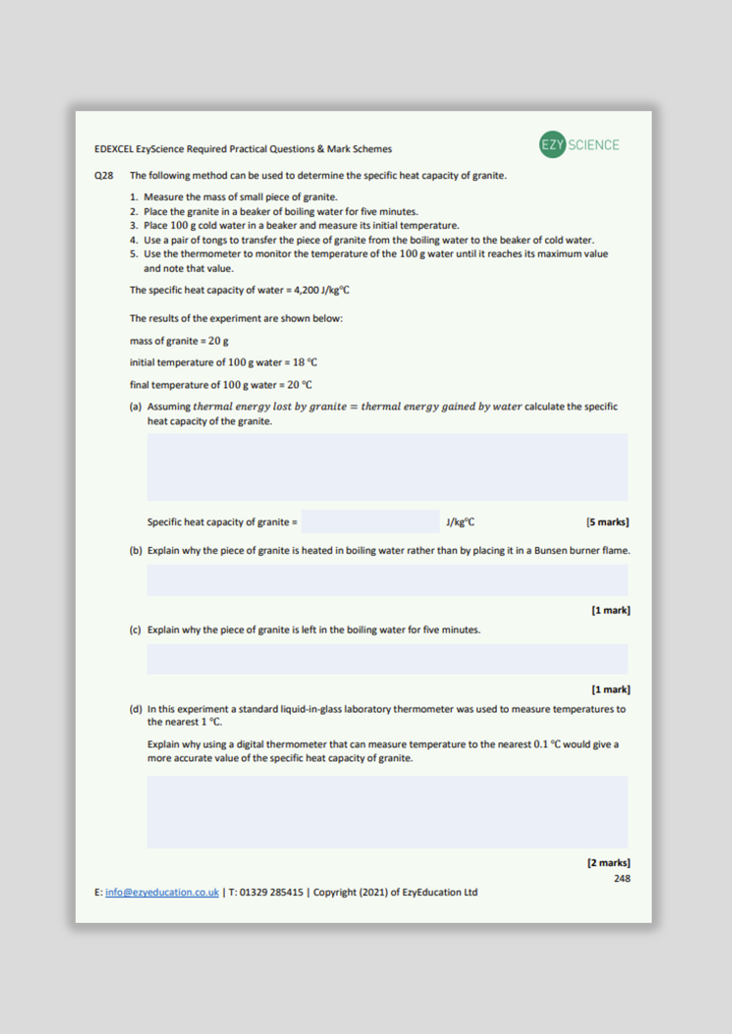 Edexcel Required Practical Questions and Answers Pack - EzyScience