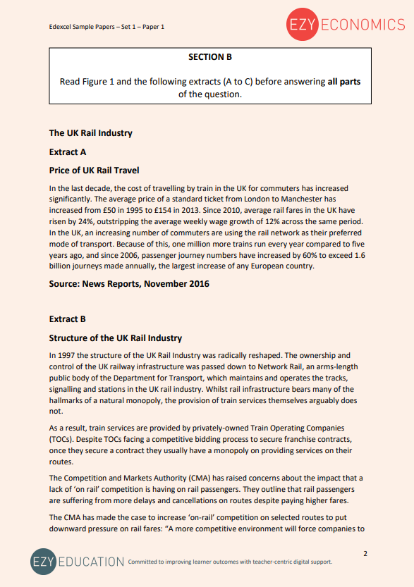 Paper 1 Data Response Pack - EzyEconomics - Set 1 (Edexcel)