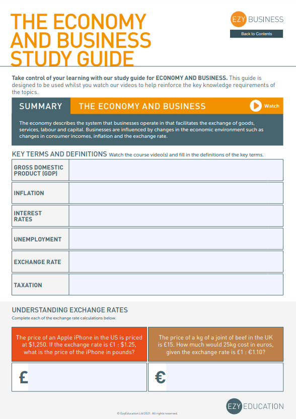 Theme 1 GCSE Business Study Guide - Module 5: Understanding External Influences on Businesses (Edexcel)