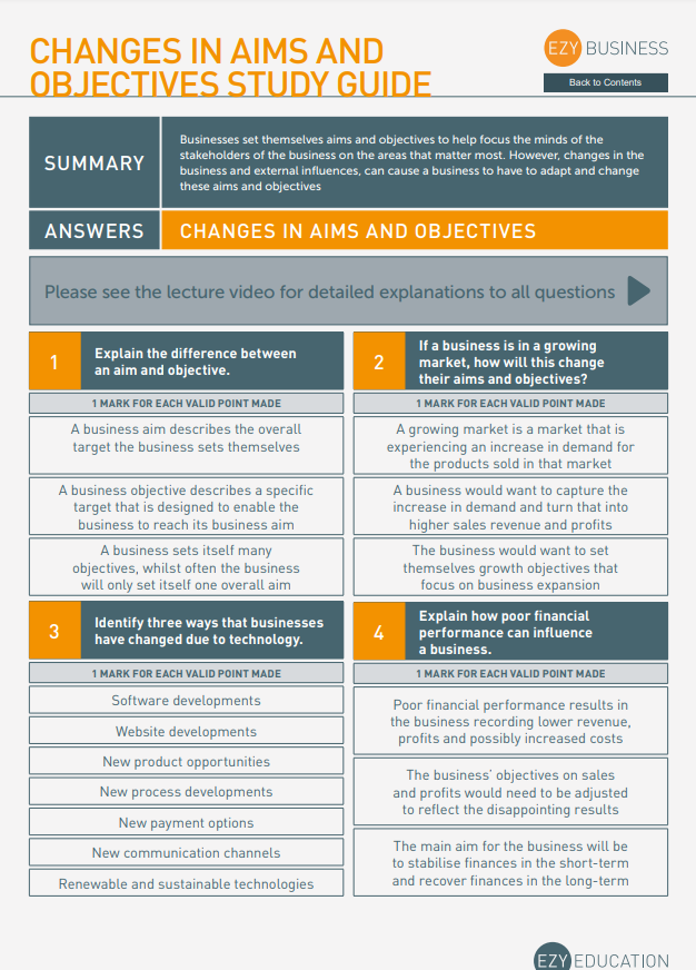 Theme 2 GCSE Business Study Guide - Module 1: Growing the Business (Edexcel)